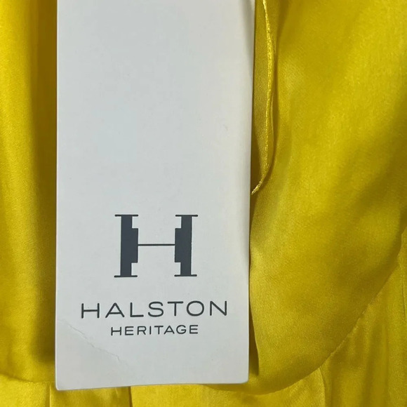 Halston Heritage 100% Silk Citron Yellow Dress Size 6 New With Tag - Picture 6 of 10